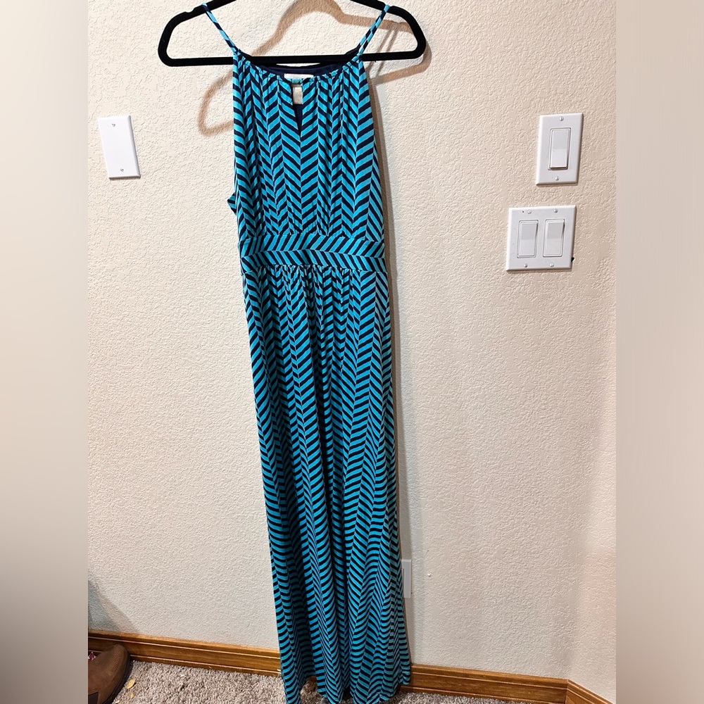 Ann Taylor loft, turquoise and navy dress, size XL